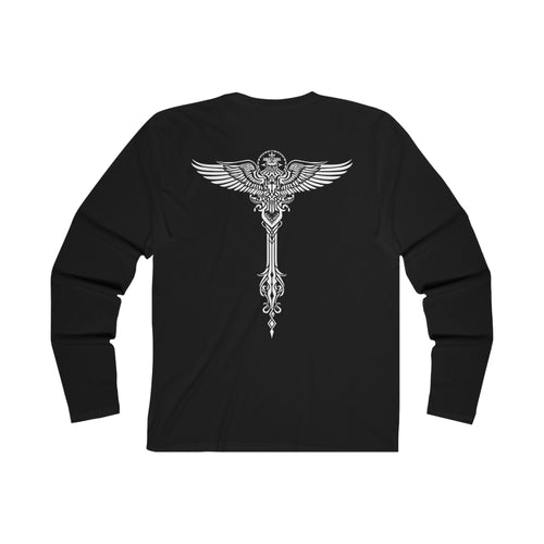 Men's Long Sleeve Crew Tee with Winged Caduceus Design, Comfortable Graphic Shirt, Perfect for Healthcare Professionals and Casual Wear